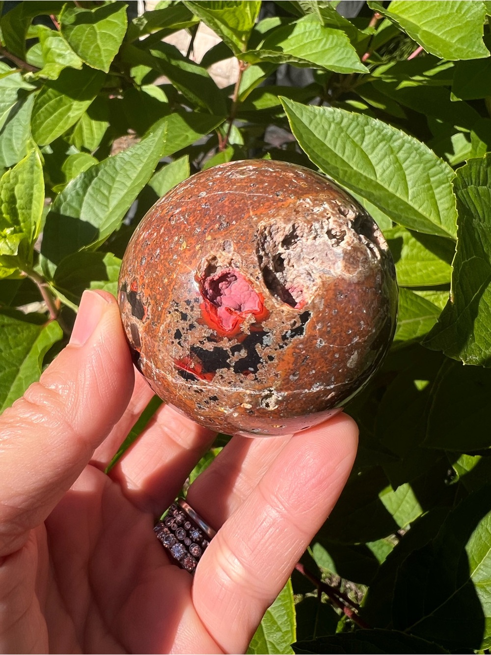 Red (2) fox crater agate sphere | crystal